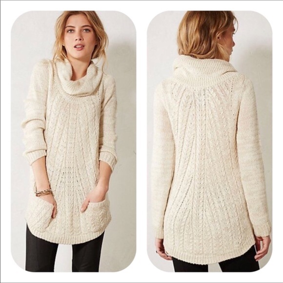 Anthro Guinevere Cabled Cowl Pullover 